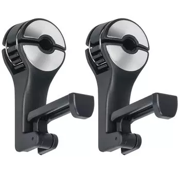 Harewu 2 Pack 2 in 1 Car Headrest Hidden Hook with Cell Phone Holder, 360 Degree Rotating Hidden Hanger, Hidden Car Hook for Hooks (Silver)