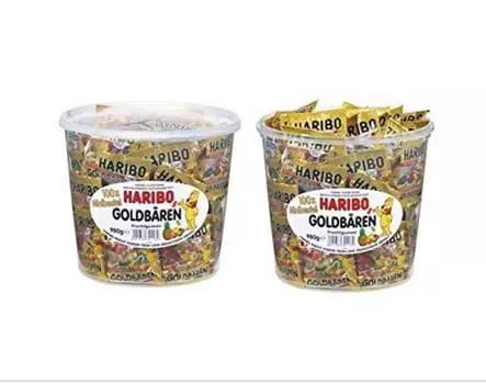 Haribo Gummy Mini Gold Bear Drum 980 г жевательной резинки [HARIBO] (Набор 2) (Харибо (Набор 2)) золотой