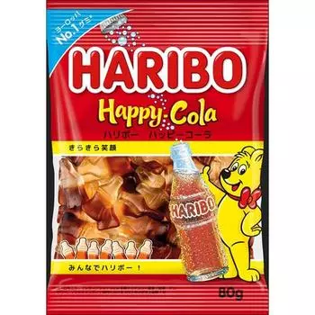 HARIBO Haribo Happy Cola 80 гХарактеристикиЖевательные конфеты с освежающим вкусом колы, которые легко растекаютсяХарактеристикиЖевательные конфеты с освежающим вкусом колы 1