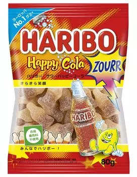 Haribo Кислый Счастливый Кола 80г x 10 красный