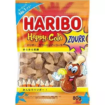 HARIBO Haribo Sour Happy Cola 80 гХарактеристикиЖевательные конфеты со вкусом колы и освежающим лимономХарактеристикиЖевательные конфеты со вкусом колы и освежающим лимоном 1