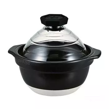 HARIO 2-3 cup rice pot with glass lid, visible inside, heat-resistant glass, ceramic, made in Japan GNR-200-B-W