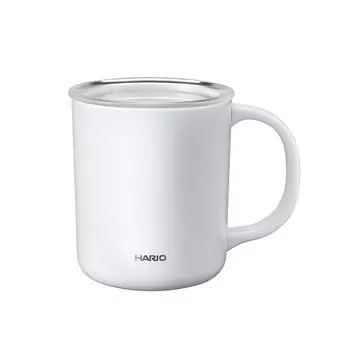 HARIO Ceramic Coated Vacuum Double Thermal Mug White 350ml with Lid CMG-350-W