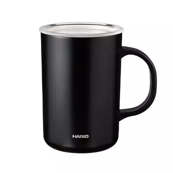 HARIO Ceramic Coating Vacuum Double Insulation Mug Black 470ml with Lid CMG-470-B