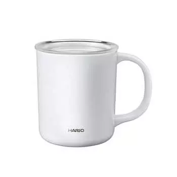 HARIO Ceramic Coating Vacuum Double Insulation Mug White 350ml with Lid CMG-350-W