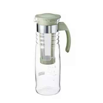 Hario Чайник для холодного заваривания с сетчатой корзиной, практичная емкость 1200 мл, дымчато-зеленое термостойкое стекло, горячая вода