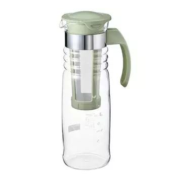 HARIO Cold Brew Tea Pot with Basket Net Practical Capacity 1200ml Smoky Green Glass Hot Safe Cold Water Bottle Made in Japan Heat-resistant