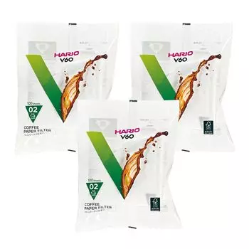 Hario Genuine Product Paper Filter Compatible with 02 Size 1 to 4 300 Pieces Piece Pack x 3 Piece for V60 Coffee Dripper White VCF-02-100W [For Cups]