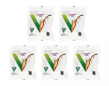 Hario Genuine Product Paper Filter Compatible with 02 size White 1 to 4 500 pieces pieces pack x 5 pieces For V60 coffee dripper White VCF-02-100W