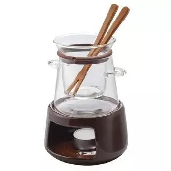 Hario Glass Fondue Pot CBR 6662ak Three-Way FOPN-2 (Chocolat Brown)