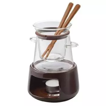 Hario Glass Three-Way Fondue Pot FOPN-2 CBR (Chocolat Brown) 6662ak