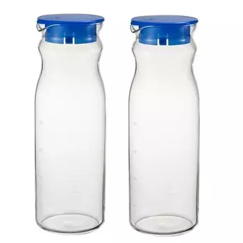 HARIO Heat Resistant Free Pot Mine Cold Water Bottle Set of 2 Practical Capacity 1200ml Transparent Blue Heat Resistant Glass Boiling WaterDishwasher
