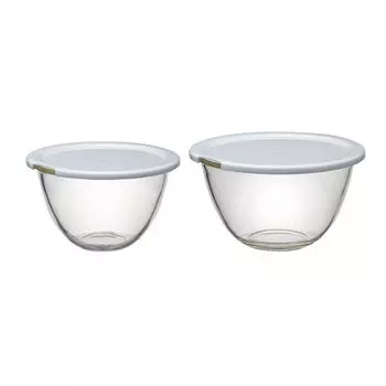 HARIO Heat Resistant Glass Bowl with Range Lid Set of 2 1500ml 2200ml BUONO kitchen Multi Bowl Clear Made in Japan MXPF-3506-W