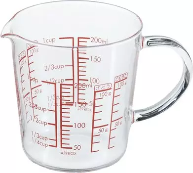 HARIO Made in Japan Glass Measure Cup Wide 200ml Heat-resistant MJCW-20-R-BK