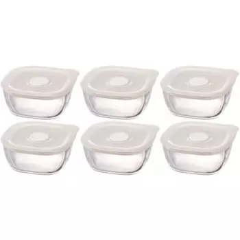 HARIO Made in Japan Heat-resistant Glass Airtight Storage Container/Corner 250ml BUONO kitchen KSTM-25-TW Set of 6