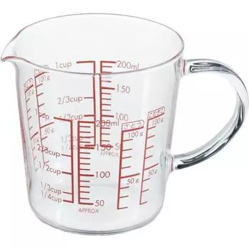 HARIO Made in Japan Heat-resistant Glass Measure Cup Wide 200ml MJCW-20-R-BK