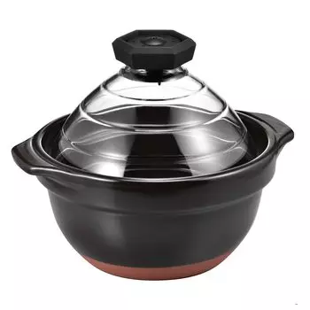 HARIO Rice Pot with Glass Lid Cups Banko Ware Rice Cooking Earthen Pot Black 2~3 GNR-200-B-AZ чёрный