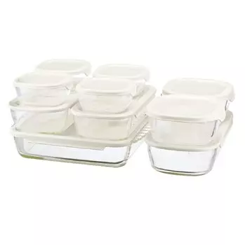 HARIO Stacking Heat Resistant Glass Set of 10 Container/Square HKOZ-1002-OW