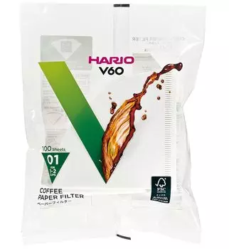 HARIO V60 Бумажный фильтр 01W Белый на 1-2 чашки 100 шт. Производство Япония VCF-01-100W
