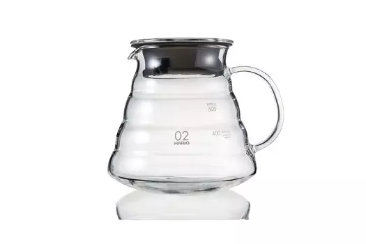 HARIO V60 Glass Server 600 Прозрачный, 600 мл, на 2–5 чашек, можно использовать в микроволновой печи, Япония XGSR-60-TB