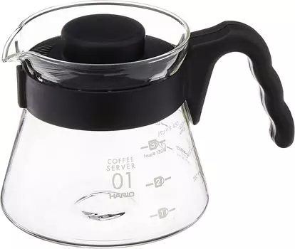 Hario V60 Кофеварка-сервер, Подходит для микроволновой печи/посудомоечной машины, 450 мл, Черный, Япония, VCS-01B чёрный