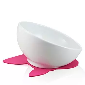 HARIO White French Bulldog Tableware Food Bowl with Silicone Mat 150ml