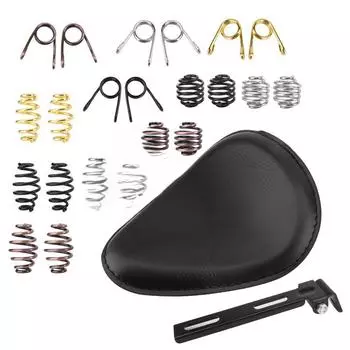 Harley Cruiser Retro Leather Spring Solo Seat для модифицированных мотоциклов single чёрный