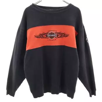 HARLEY DAVIDSON Long sleeve sweat trainer M black Back brushed Men s Used