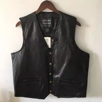 Harley Vest Кожаный жилет для верховой езды + мужской костюм + куртка + ветрозащитный чистый кожаный жилет L чёрный