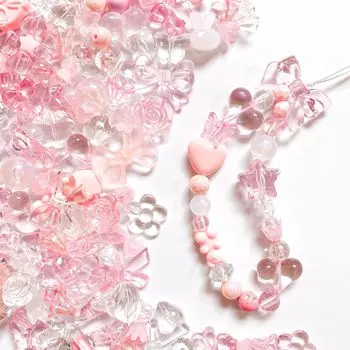 Harovo Bead Mix 100 г. Декоративные бусины, детали, водяные знаки, аксессуары, детали для ремней для рукоделия, материалы для начинающих, в комплект входит веревка для рукоделия (розовый)