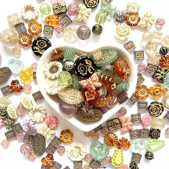 Harovo Beads Antique Mix 50g Deco Beads Parts Ажурные бусины Акриловые бусины Аксессуары Ретро-браслет для рукоделия Материалы для ручной работы для начинающих Comes