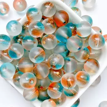 Harovo смешанные стеклянные бусины круглые шарики 10 мм 100 г цветные бусины градиентное сусальное золото браслет аксессуары детали ремесло ручная работа x (Синий Оранжевый)