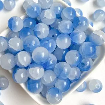 Harovo Смешанные стеклянные бусины Круглые шарики 10 мм 100 г Бусины с трещинами Градиентные стеклянные бусины Цветные бусины Аксессуары для браслетов Детали Изделия ручной работы x (синий
