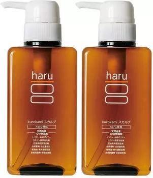 haru Kurokami Scalp 400 мл 2 месяца Набор из 2 шампуней на натуральной основе (оригинал) (приблизительно. поставка) Все в одном Без добавок Не содержит силикона (нет жёлтый