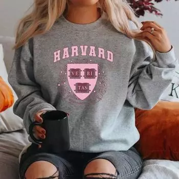 Harvard Legally Blonde Толстовка What Like It s Hard Hoodie Elle Woods Crewneck Толстовки Осень Женские Топы Повседневный Пуловер S серый
