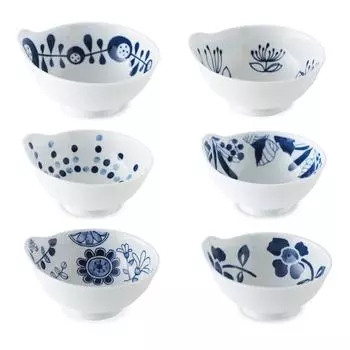 Hasami ware CtoC JAPAN Small bowl with set of 6 patterns x D13 x H7 440 handle, W14.5 (cm) (cc)