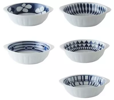 Hasami ware CtoC JAPAN Small bowl with handle Modern picture change 5 pattern set x x 355 W16.5 D14.4 H4.2 (cm) (cc)