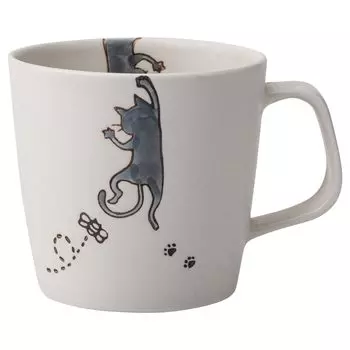 Hasami ware емкость neko микроволновая печь можно мыть в посудомоечной машине 25442 кружка, приблизительно. 280мл, серый, безопасный, серый