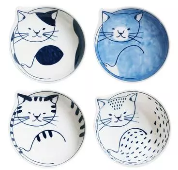 Hasami ware neco bowl set of 4 wooden 303303B600 (in box) белый