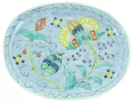 Посуда хасами печь для обжига Rinkurou Yumeji деформированная тарелка 19см Omoibana 009470C500