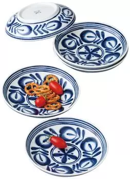 Hasami ware современная синяя столовая посуда сервировочная глубокая диаметр 5 предметов презентационная цветочная посудомоечная машина сделано в Японии 50942 набор, тарелка, тарелка, тарелка, прибл.