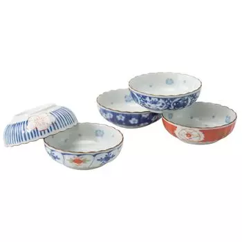Посуда Хасами-яки маленькая окрашенная нисики микроволновая посудомоечная машина синяя 31007 набор, миска, набор из 5 предметов, узор, безопасный, безопасный, синий