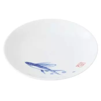 Hasami ware, Wayama kiln, WAZAN small plate, approx. 11cm, dyed fish pattern, made in Japan 293115