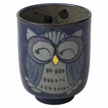 Hasamiyaki hot water cup owl pattern blue 83972 (large) hand-painted синий
