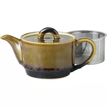 Кастрюля Хасамияки из нержавеющей стали орехового цвета с чаем емкостью 300 мл, произведена в Японии 13833 (супер фильтр) ок. чёрный