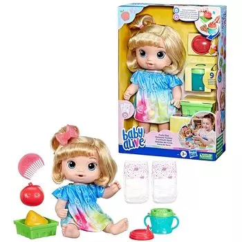 Hasbro baby alive Juice Daisuki Baby, для детей от 3 лет, 12 дюймов (30 см) размер Кукольный набор, бутылочка/подгузник, соковыжималка, светлые волосы F7356 Подлинный продукт