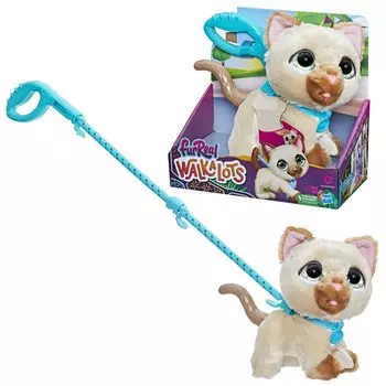 Hasbro Fur Real Walking Kitten Интерактивный питомец, реагирующий на голоса и подходящий для детей от 4 лет F8132 Оригинальный продукт (Светло-коричневый), Звуки, коричневый