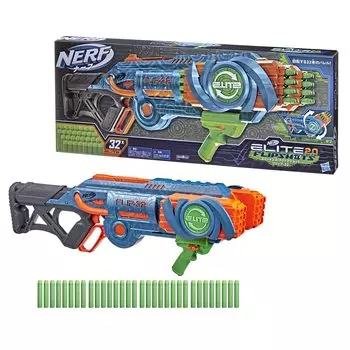 Hasbro Nerf Elite Flip Shot Оснащен 32 стволами, которые удваивают мощность стрельбы за счет 32 дротиковых выстрелов. В комплект входят 32 официальных дротика Nerf Elite F2553 Genuine.
