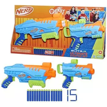 Hasbro Nerf Elite Ultimate Starter 2 вида из 15 Nerf Elite для активного отдыха от 6 лет и старше F6369 Оригинальный продукт JR. Набор, простые в использовании бластеры, дротики,