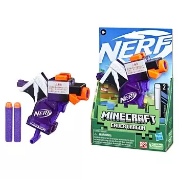 Hasbro Nerf Microshot Minecraft Ender Dragon Mini Minecraft Ender Dragon Mob 2 Официальный Nerf Elite включает в себя рукоятку воспламенения F4423 Подлинный продукт